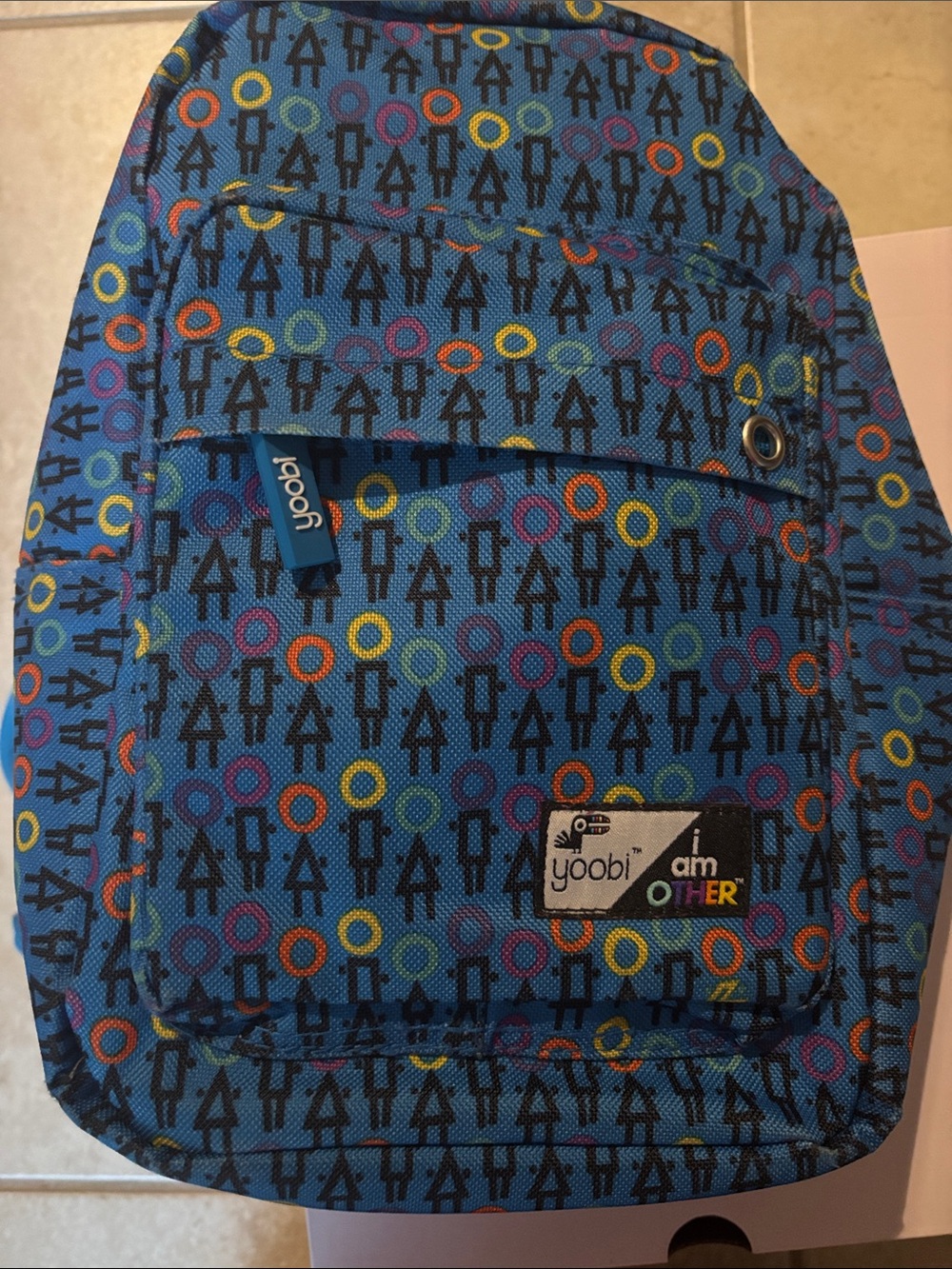 Yoobi Blue Backpack with Multicolor Ring Pattern I am other